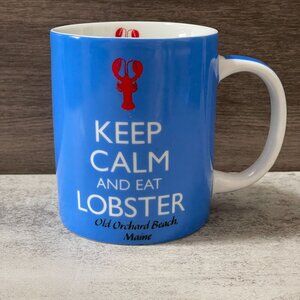 Keep Calm and Eat Lobster Old Orchard Beach Maine Blue Ceramic Mug by Cape Shore
